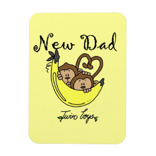 Twin Boys Monkeys New Dad Gifts Magnet
