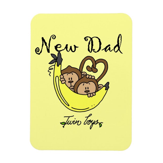 Twin Boys Monkeys New Dad Gifts Magnet (Vertical)