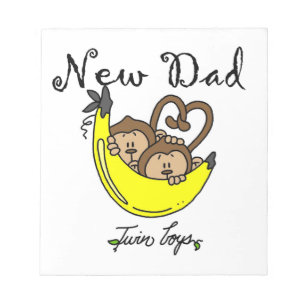 Twin Boys Monkeys New Dad Gifts Notepad