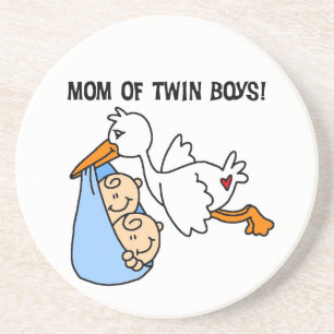 Twin Boys Mum Stork Gifts Coaster