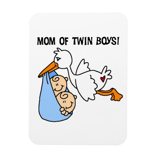 Twin Boys Mum Stork Gifts Magnet (Vertical)