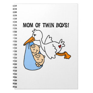 Twin Boys Mum Stork Gifts Notebook