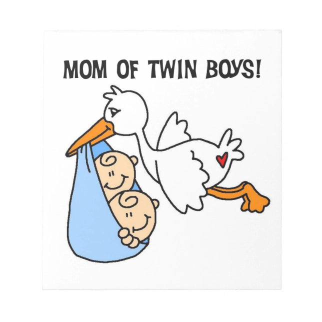 Twin Boys Mum Stork Gifts Notepad (Front)