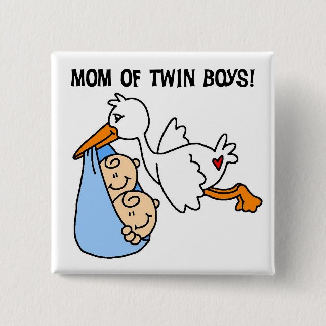 Twin Boys Mum-Stork Tshirts and Gifts 15 Cm Square Badge (Front)