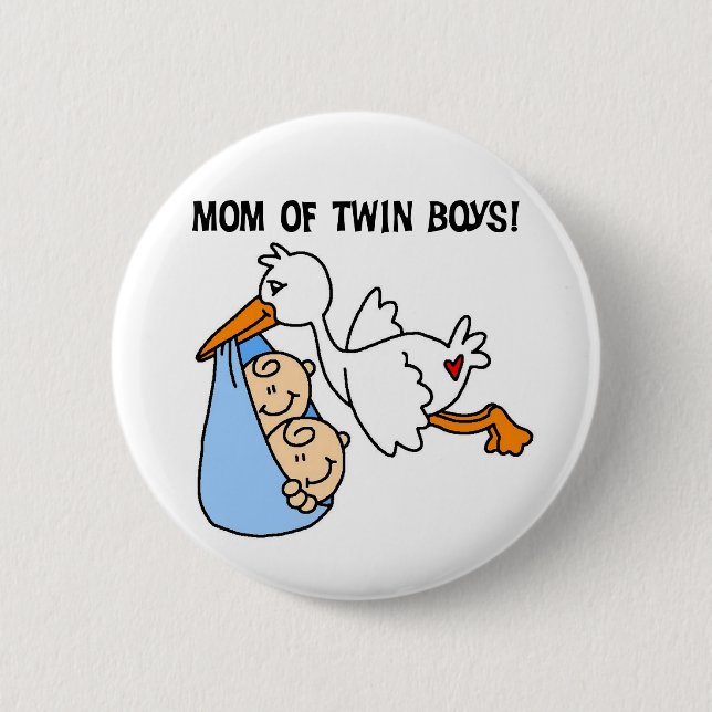 Twin Boys Mum-Stork Tshirts and Gifts 6 Cm Round Badge (Front)