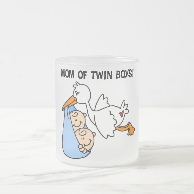Twin Boys Mum-Stork Tshirts and Gifts Frosted Glass Coffee Mug (Center)
