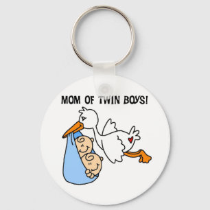 Twin Boys Mum-Stork Tshirts and Gifts Key Ring