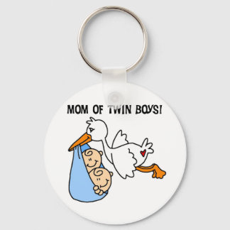 Twin Boys Mum-Stork Tshirts and Gifts Key Ring