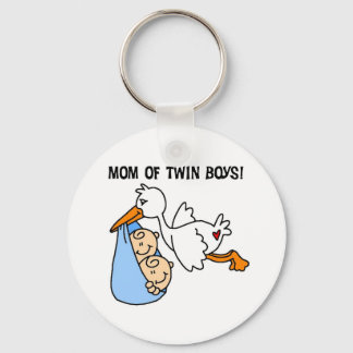 Twin Boys Mum-Stork Tshirts and Gifts Key Ring