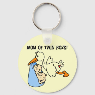 Twin Boys Mum-Stork Tshirts and Gifts Key Ring