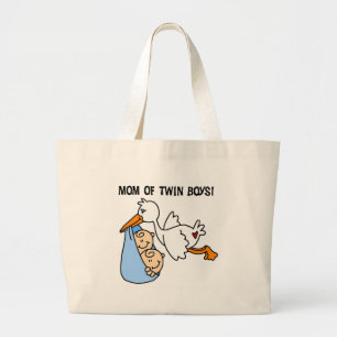 Twin Boys Mum-Stork Tshirts and Gifts Large Tote Bag