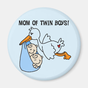 Twin Boys Mum-Stork Tshirts and Gifts Magnet