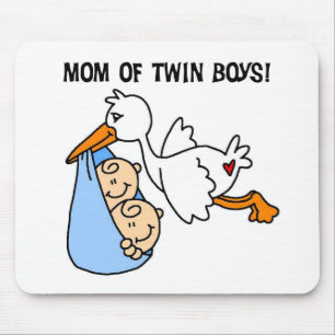Twin Boys Mum-Stork Tshirts and Gifts Mouse Mat