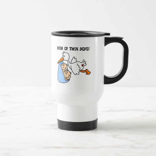Twin Boys Mum-Stork Tshirts and Gifts Travel Mug (Right)