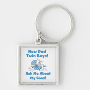 Twin Boys New Dad Gifts Key Ring
