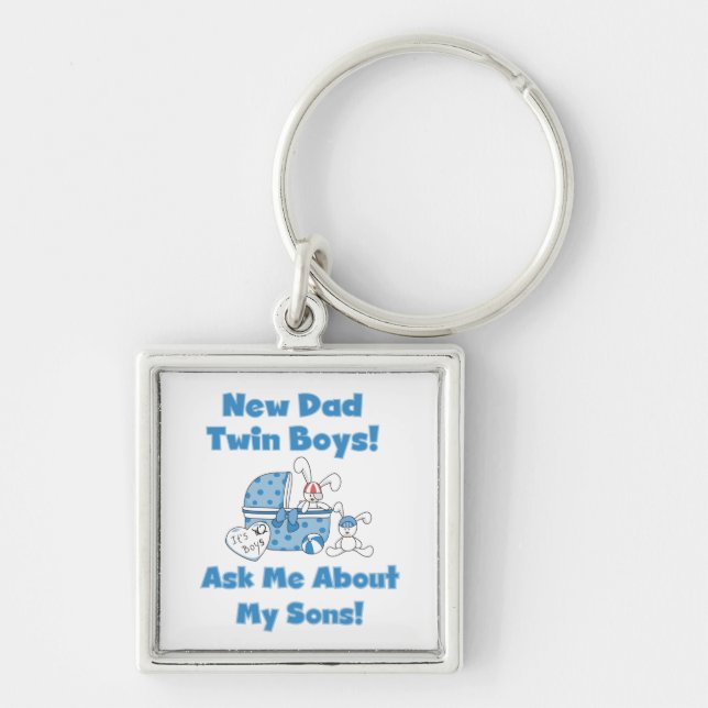 Twin Boys New Dad Gifts Key Ring (Front)