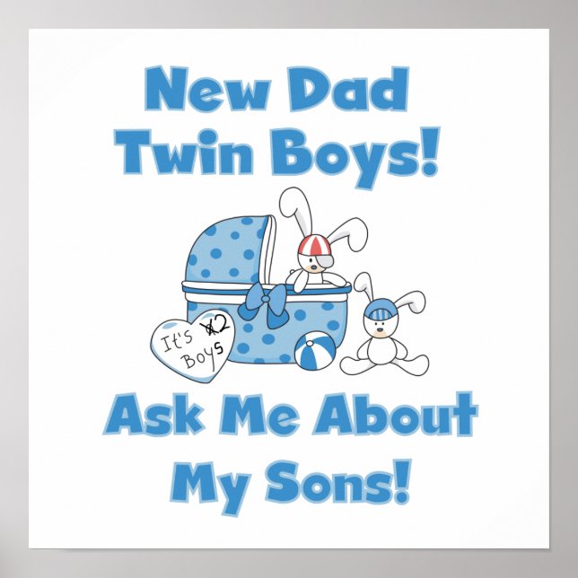 Twin Boys New Dad Gifts Poster (Front)