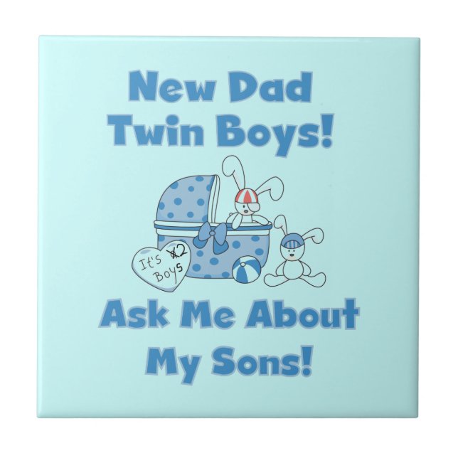 Twin Boys New Dad Gifts Tile (Front)