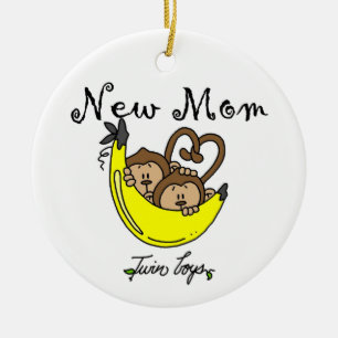 Twin Boys New Mum Gifts Ceramic Tree Decoration