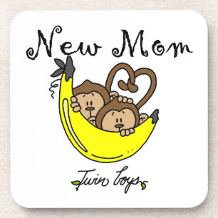 Twin Boys New Mum Gifts Coaster