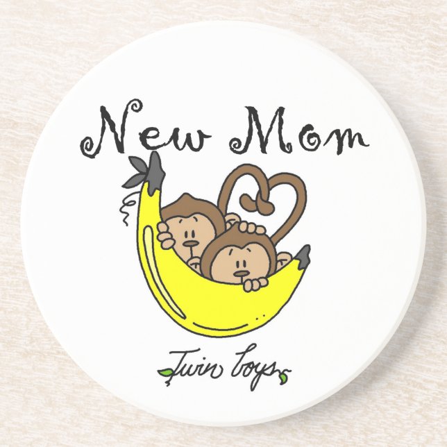Twin Boys New Mum Gifts Coaster (Front)