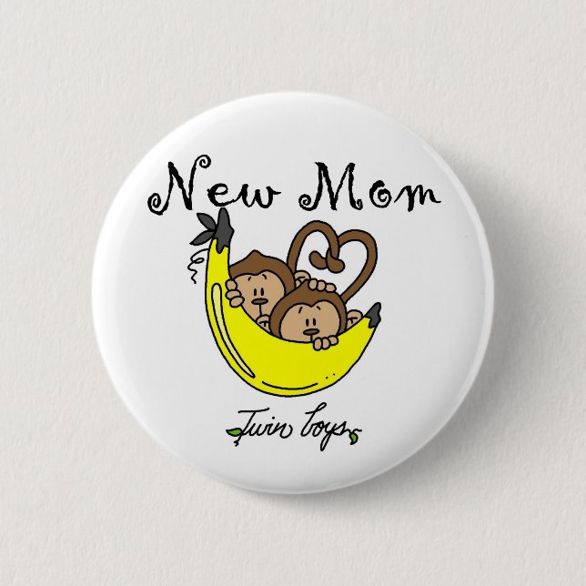 Twin Boys New Mum Tshirts and Gifts 6 Cm Round Badge (Front)