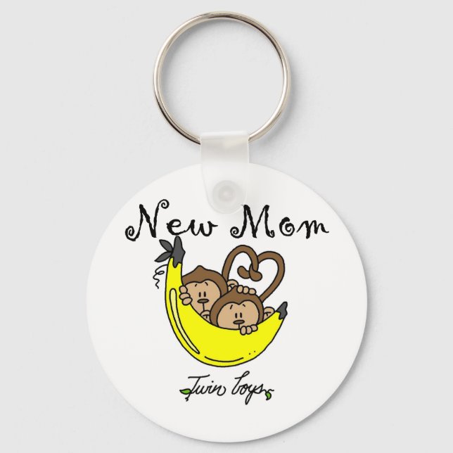 Twin Boys New Mum Tshirts and Gifts Key Ring (Front)