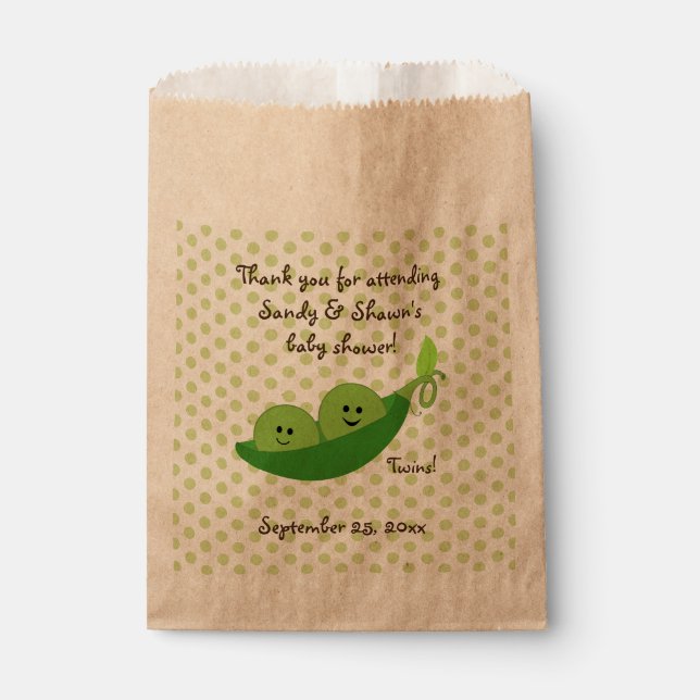Twin Boys Peas In A Pod Baby Favour Bag (Front)