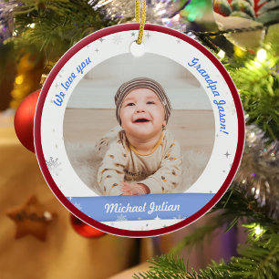 Twin Boys Photos Grandpa Cute First Christmas Baby Ceramic Tree Decoration