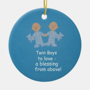 Twin boys to love! ceramic tree decoration