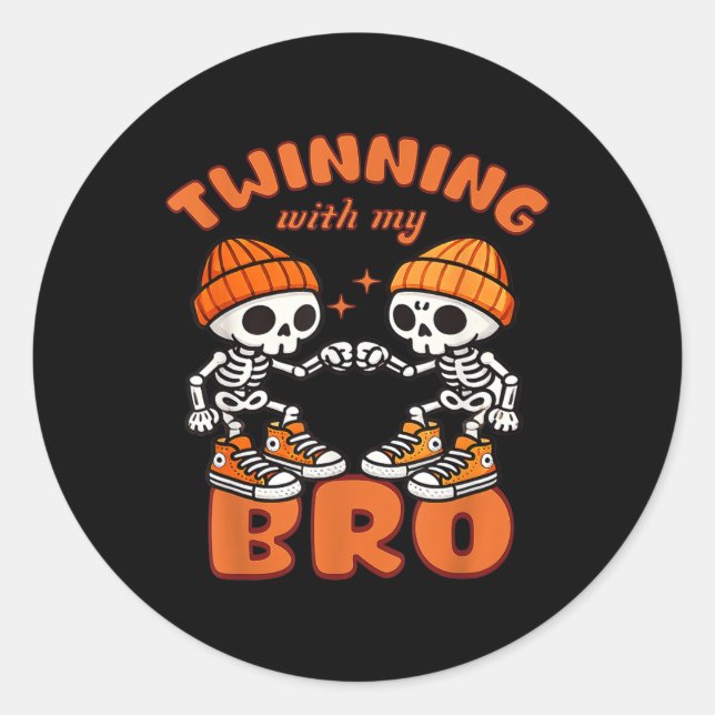 Twin Boys Twinning Halloween Best Friend Matching  Classic Round Sticker (Front)