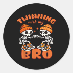 Twin Boys Twinning Halloween Best Friend Matching  Classic Round Sticker