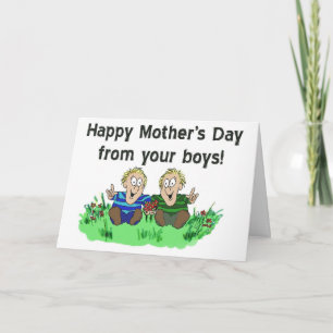 Twin Boys Twins Happy Mother's Day Paper Card