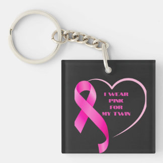 Twin Breast Cancer Awareness Key Ring