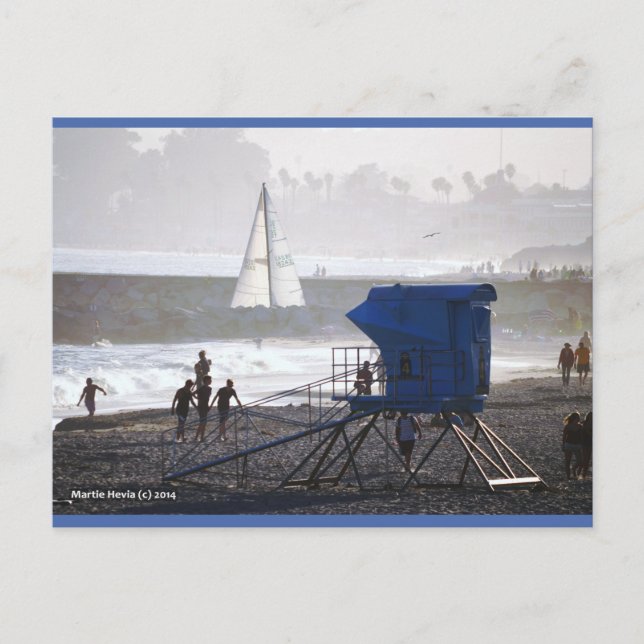 Twin Bridges Lifeguard | Blue Beach Song™ Postcard (Front)