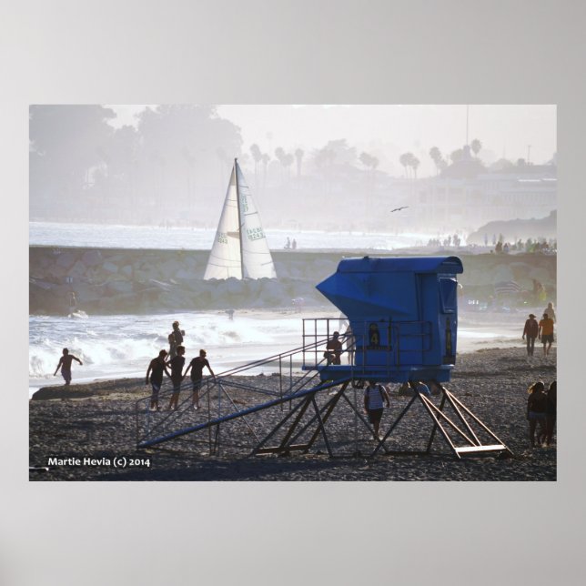 Twin Bridges Lifeguard House & Sailboat II Poster (Front)