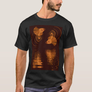twin bright orange goldfish with ripples and water T-Shirt
