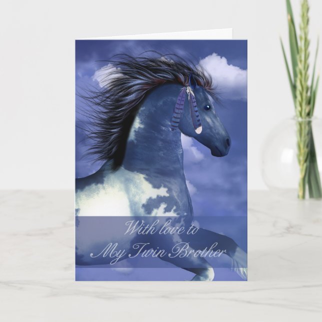 Twin Brother Equine Birthday Card North American I (Front)