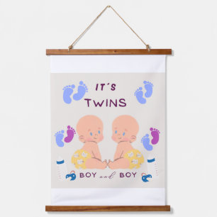 Twin brothers baby hanging tapestry