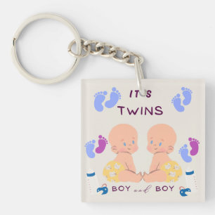 Twin brothers baby key ring