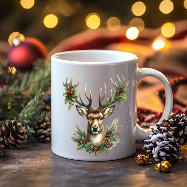 Twin Buck Deer Decorated with Ornaments Coffee Mug (Creator Uploaded)