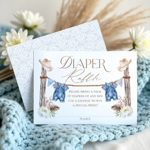 Twin Buckaroos Cowboys Blue Western Diaper Raffle Enclosure Card