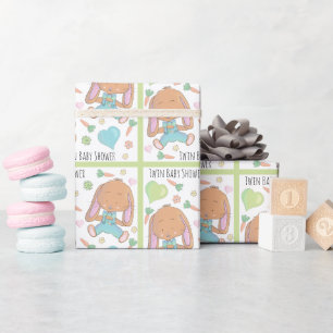 Twin Bunnies Spring Baby Shower Wrapping Paper