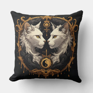 Twin Cat Yin Yang Sculpture Cushion