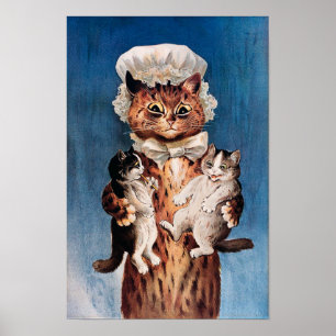 Twin Cats, Louis Wain Poster