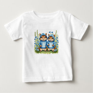 Twin chipmunks in blue baby T-Shirt