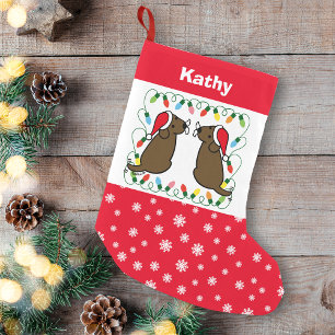 Twin Chocolate Labrador Santas Small Christmas Stocking