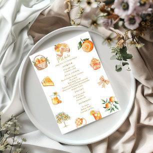 Twin citrus orange Cutie Summer Baby Shower  Menu Invitation