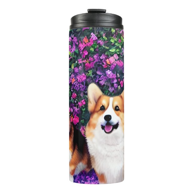 Twin Corgis in the Garden Thermal Tumbler (Front)