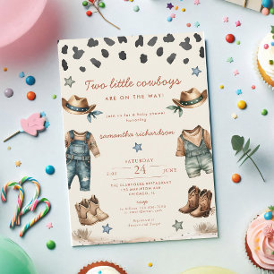 Twin Cowboys Baby Shower Invitation